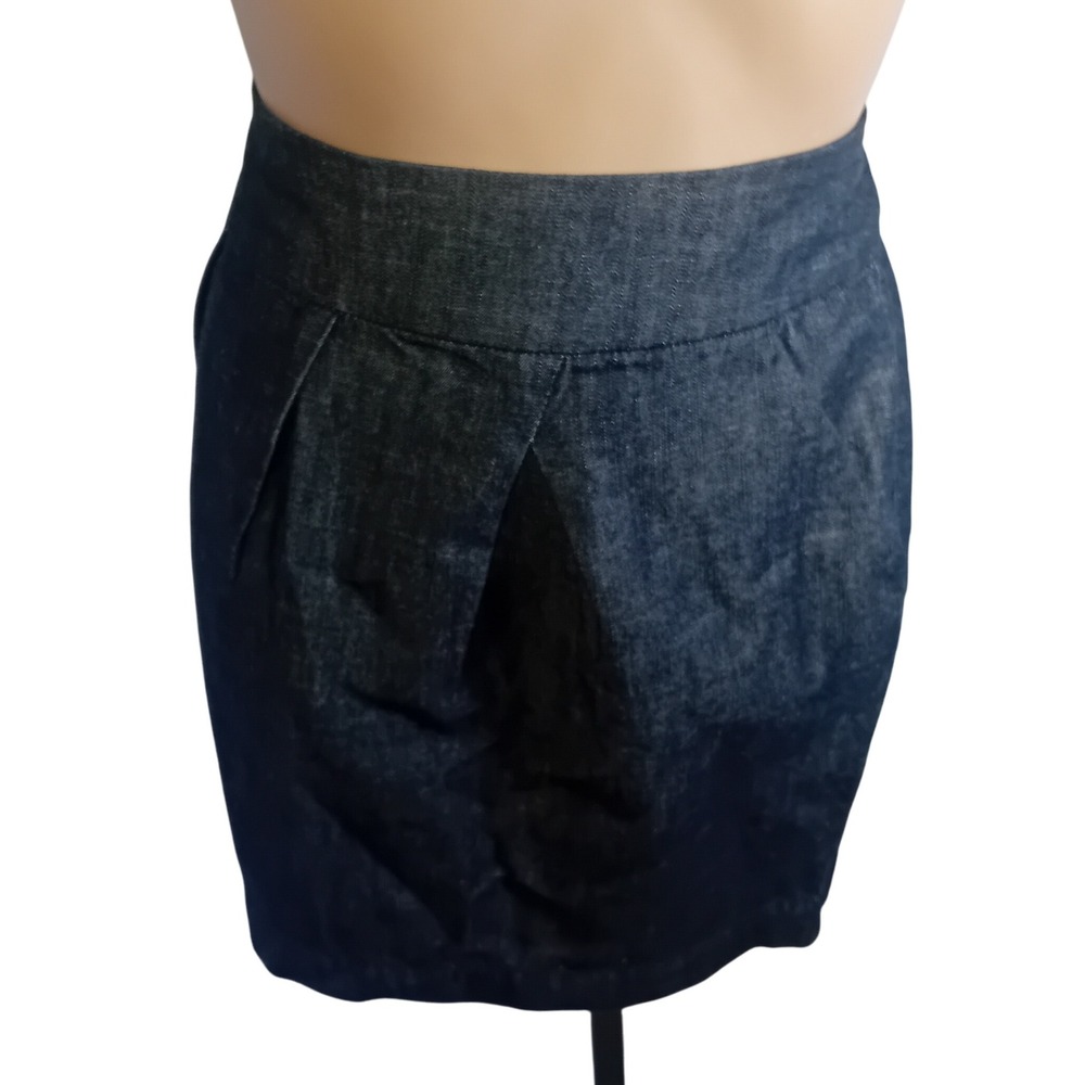 Vintage Y2K Dish Jeans Dark‎ Wash Denim Mini Jean Skirt Pockets Casual Party 34
